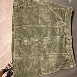 Green suede skirt